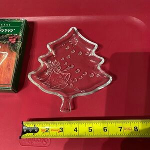 Christmas Tree Genuine Crystal Hostess Server with original box.  Vintage.